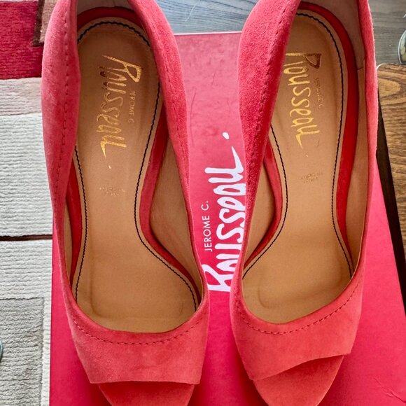 Jerome C. Rousseau high heel coral suede pumps 38.5 (US size 8.5-9) - Picture 8 of 10